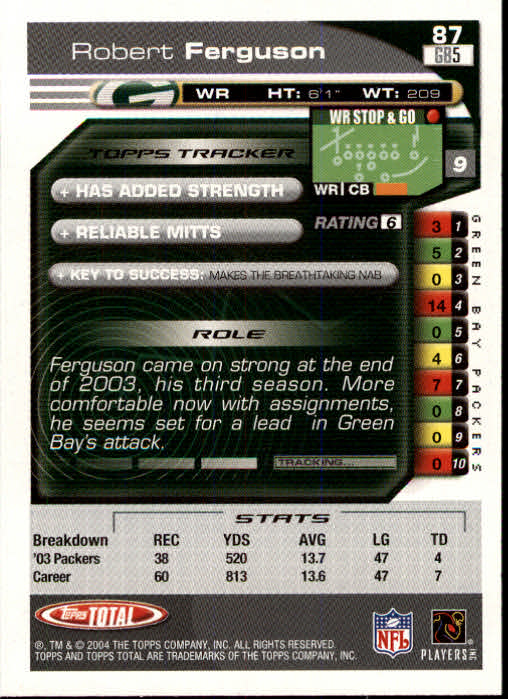 B1232- 2004 Topps Total FB Card #s 1-250 +Rookies -You Pick- 15+ FREE US SHIP - Picture 175 of 501