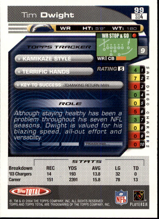 B1232- 2004 Topps Total FB Card #s 1-250 +Rookies -You Pick- 15+ FREE US SHIP - Picture 199 of 501