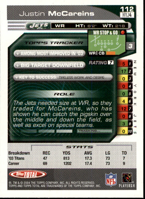 B1232- 2004 Topps Total FB Card #s 1-250 +Rookies -You Pick- 15+ FREE US SHIP - Picture 225 of 501