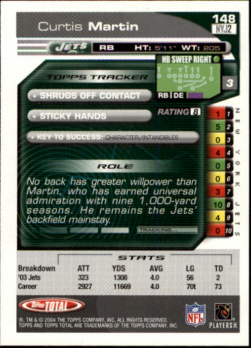 B1232- 2004 Topps Total FB Card #s 1-250 +Rookies -You Pick- 15+ FREE US SHIP - Picture 297 of 501