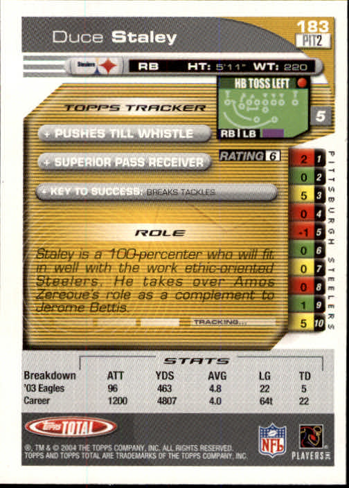 B1232- 2004 Topps Total FB Card #s 1-250 +Rookies -You Pick- 15+ FREE US SHIP - Picture 367 of 501