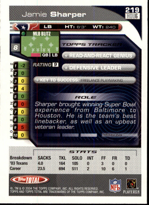 B1232- 2004 Topps Total FB Card #s 1-250 +Rookies -You Pick- 15+ FREE US SHIP - Picture 439 of 501