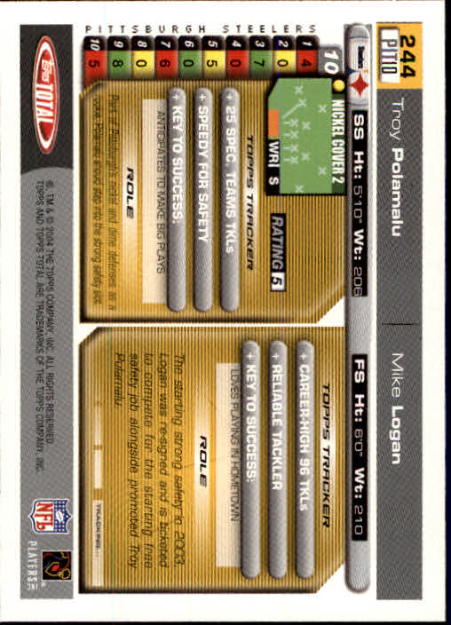 B1232- 2004 Topps Total FB Card #s 1-250 +Rookies -You Pick- 15+ FREE US SHIP - Picture 489 of 501
