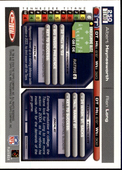 B1232- 2004 Topps Total FB Card #s 1-250 +Rookies -You Pick- 15+ FREE US SHIP - Picture 501 of 501