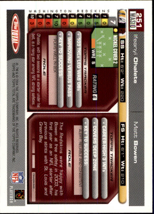 B1232- 2004 Topps Total FB Cards 251-440 +Rookies -You Pick- 15+ FREE US SHIP