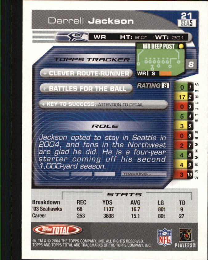 2004 Topps Total First Edition #21 Darrell Jackson back image