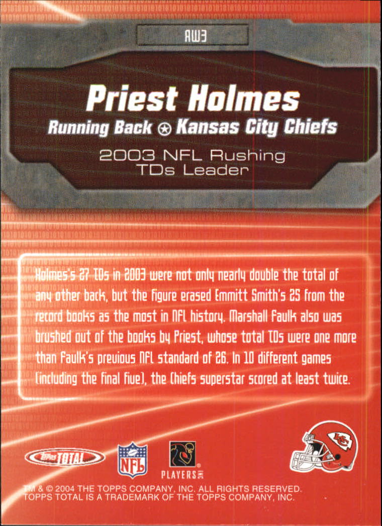 2004 Topps Total Award Winners #AW3 Priest Holmes back image