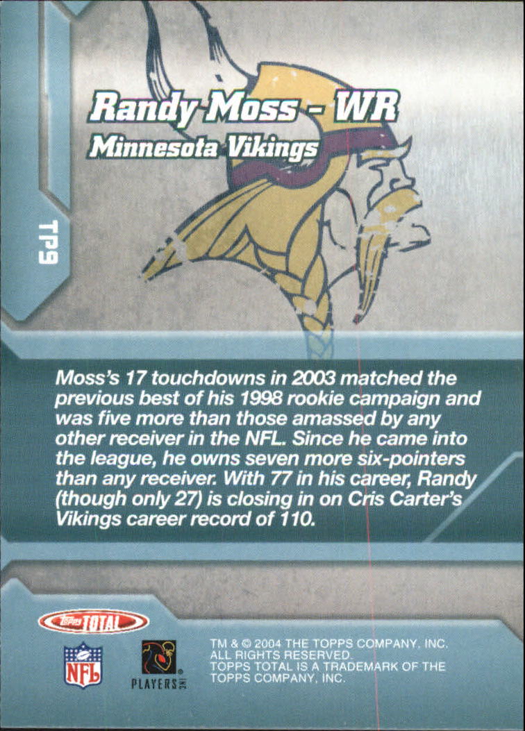 2004 Topps Total Total Production #TP9 Randy Moss back image