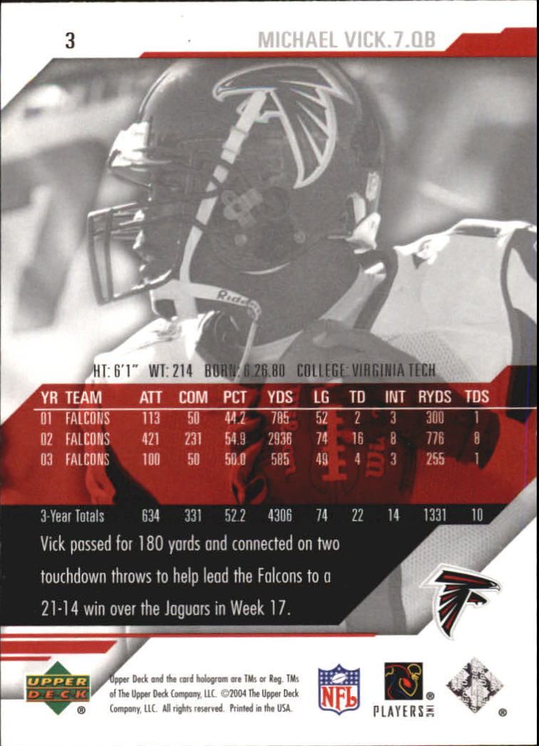 2004 Upper Deck #1 Michael Vick Atlanta Falcons Diamond Collection