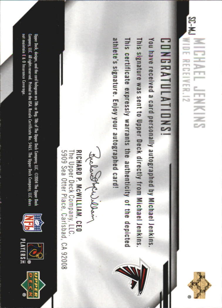 2004 UD Diamond Pro Sigs Signature Collection #SCMJ Michael Jenkins back image