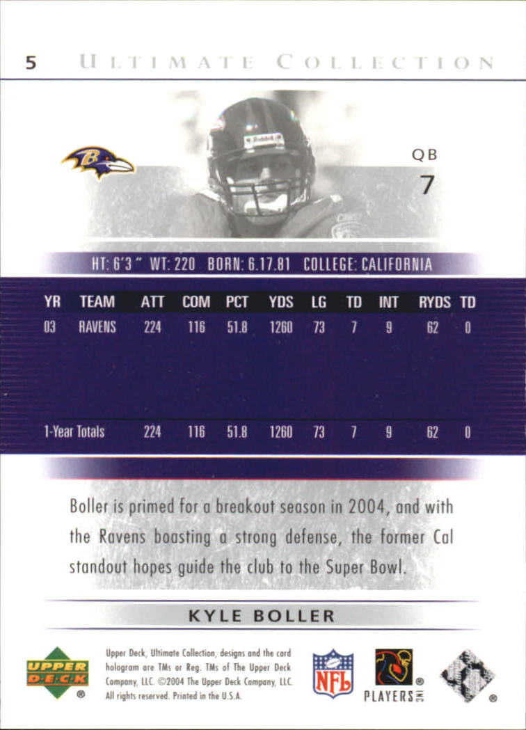 2004 Ultimate Collection (Upper Deck) Football "Main Set" Cards #1 to #135 - Bild 5 von 97