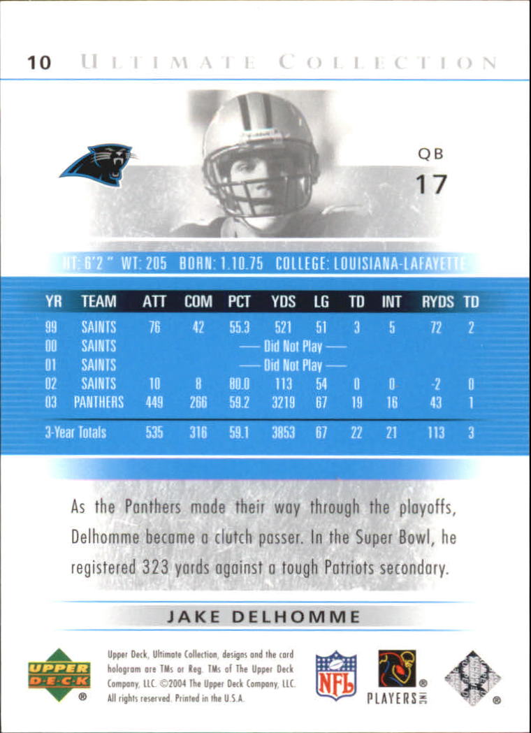 2004 Ultimate Collection (Upper Deck) Football "Main Set" Cards #1 to #135 - Bild 13 von 97