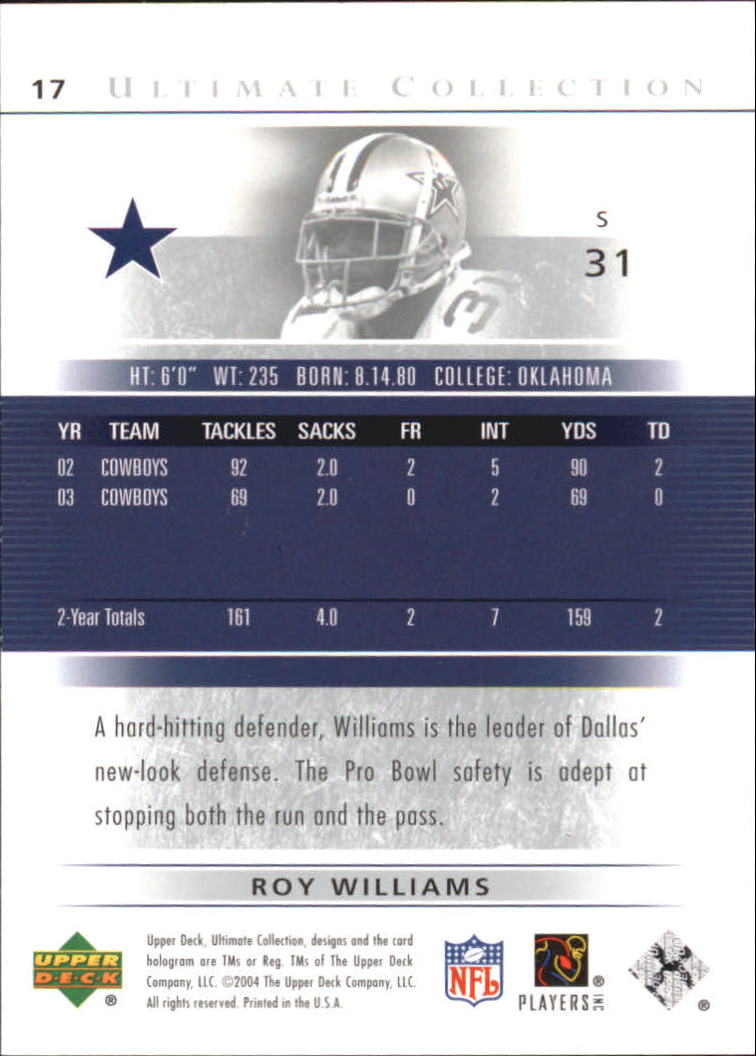 2004 Ultimate Collection (Upper Deck) Football "Main Set" Cards #1 to #135 - Bild 21 von 97
