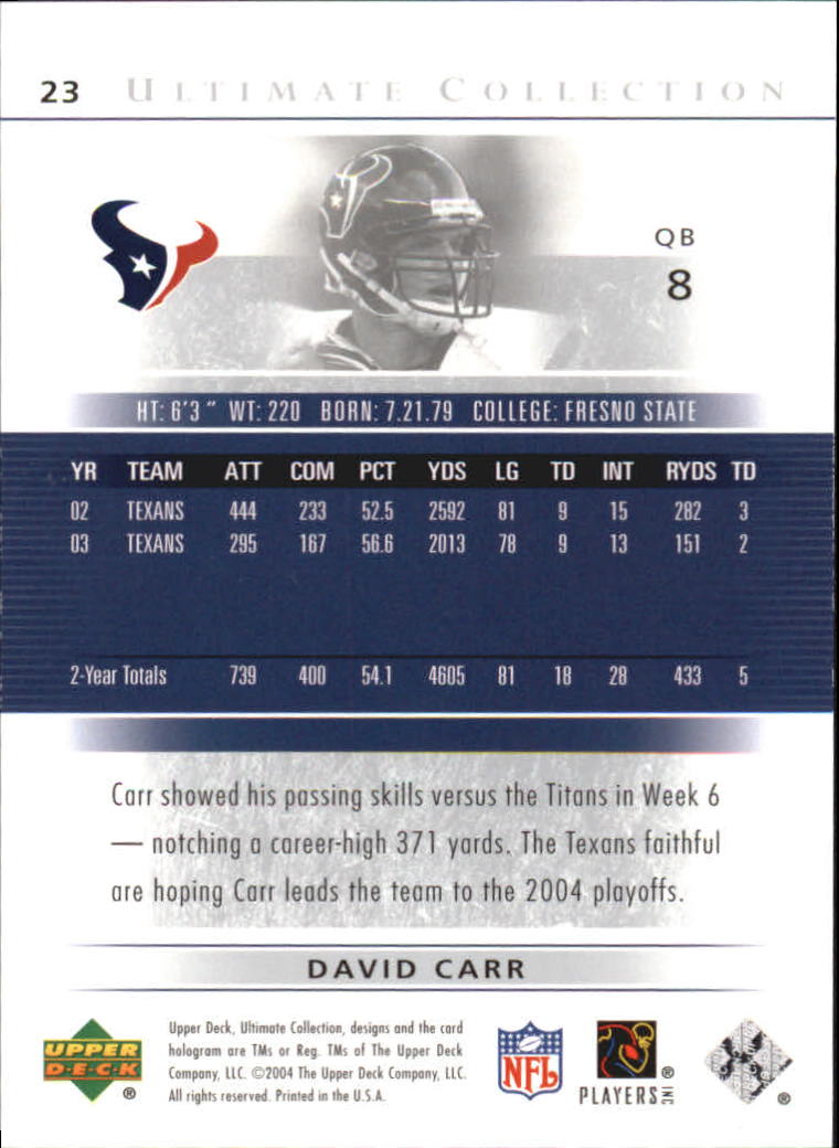 2004 Ultimate Collection (Upper Deck) Football "Main Set" Cards #1 to #135 - Bild 27 von 97
