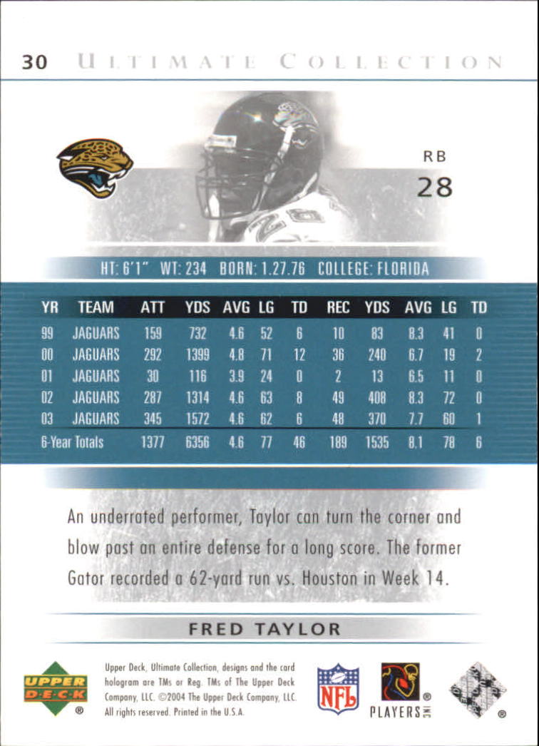2004 Ultimate Collection (Upper Deck) Football "Main Set" Cards #1 to #135 - Bild 29 von 97