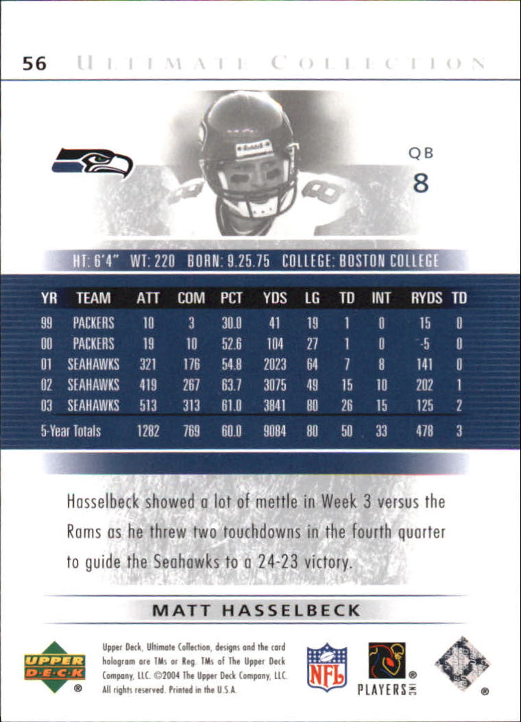 2004 Ultimate Collection (Upper Deck) Football "Main Set" Cards #1 to #135 - Bild 45 von 97