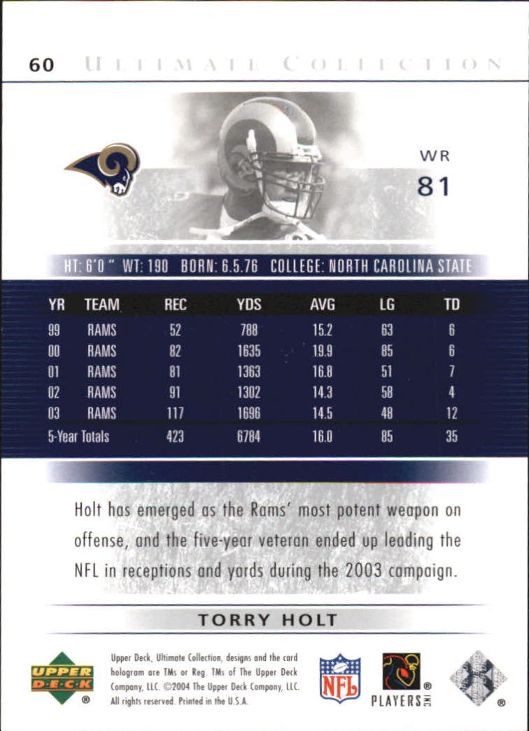 2004 Ultimate Collection (Upper Deck) Football "Main Set" Cards #1 to #135 - Bild 49 von 97