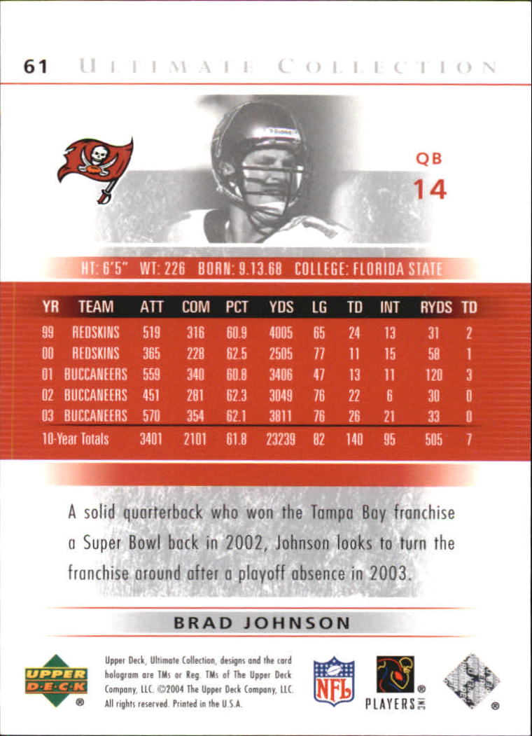 2004 Ultimate Collection (Upper Deck) Football "Main Set" Cards #1 to #135 - Bild 51 von 97