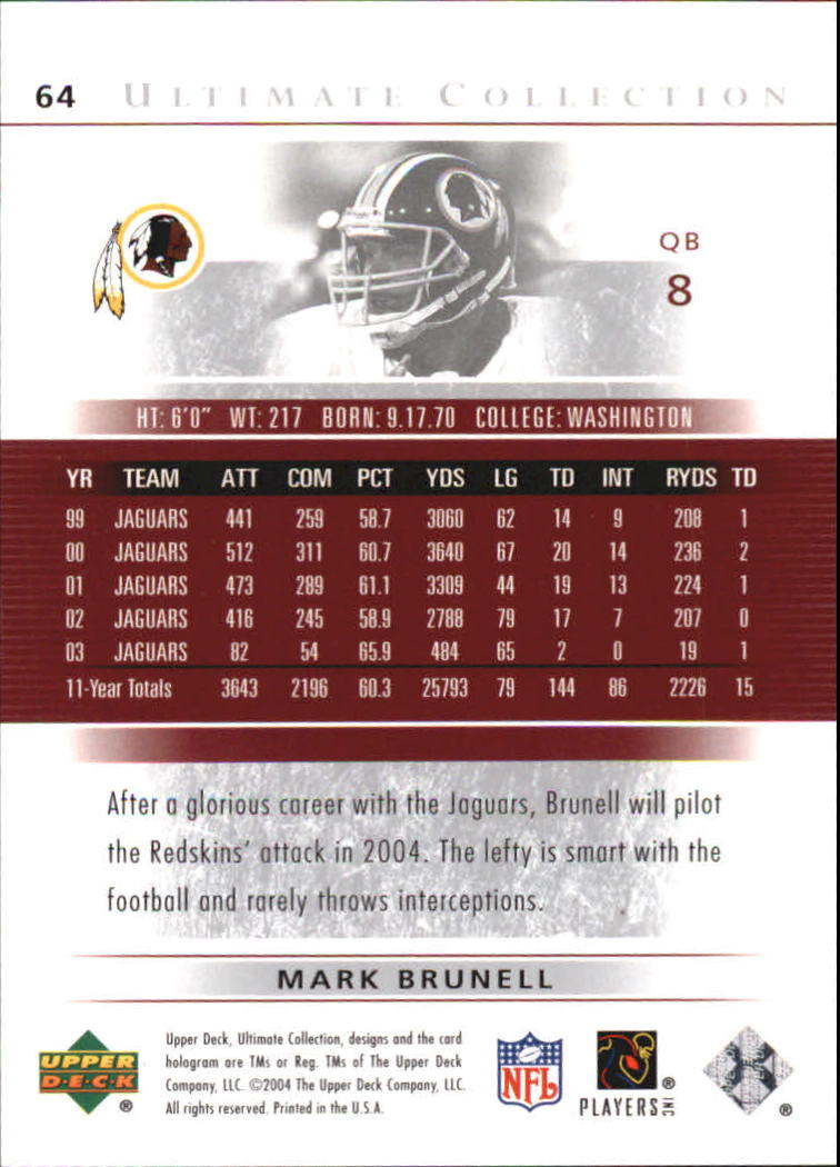 2004 Ultimate Collection (Upper Deck) Football "Main Set" Cards #1 to #135 - Bild 57 von 97