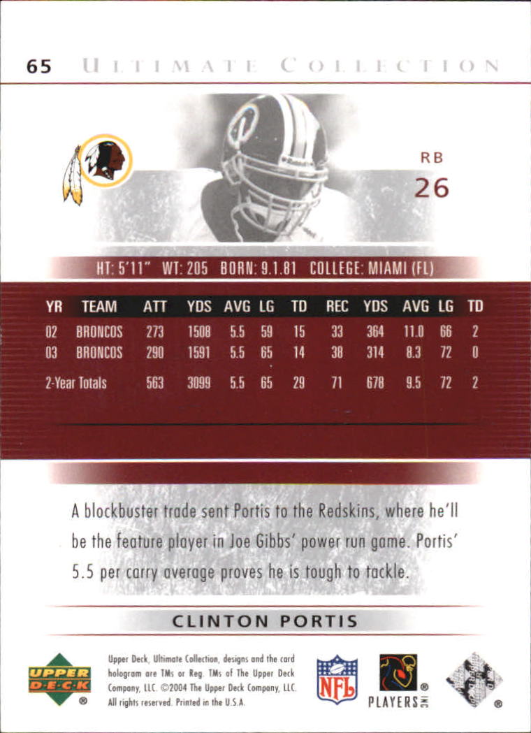 2004 Ultimate Collection (Upper Deck) Football "Main Set" Cards #1 to #135 - Bild 59 von 97