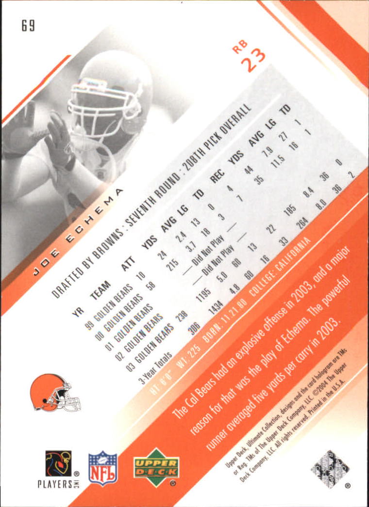 2004 Ultimate Collection (Upper Deck) Football "Main Set" Cards #1 to #135 - Bild 63 von 97