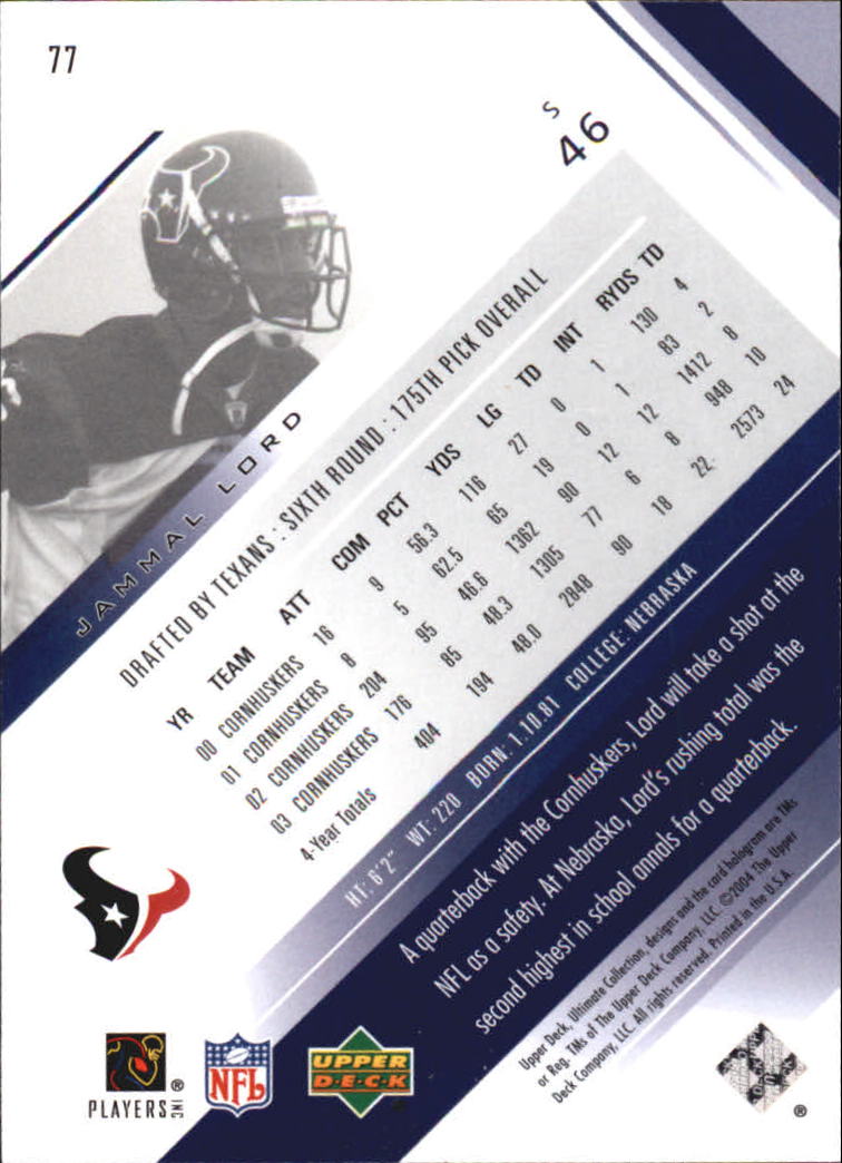 2004 Ultimate Collection (Upper Deck) Football "Main Set" Cards #1 to #135 - Bild 75 von 97