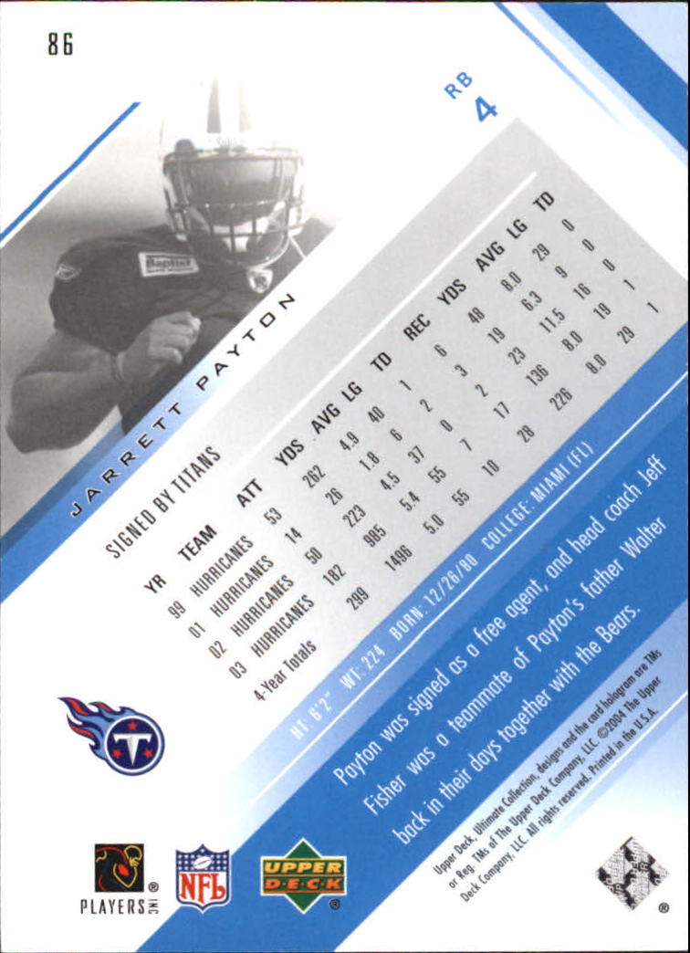2004 Ultimate Collection (Upper Deck) Football "Main Set" Cards #1 to #135 - Bild 87 von 97