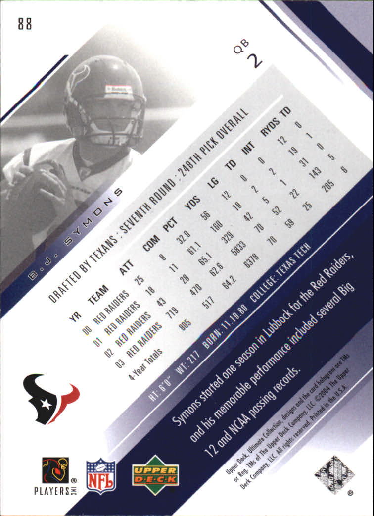 2004 Ultimate Collection (Upper Deck) Football "Main Set" Cards #1 to #135 - Bild 89 von 97