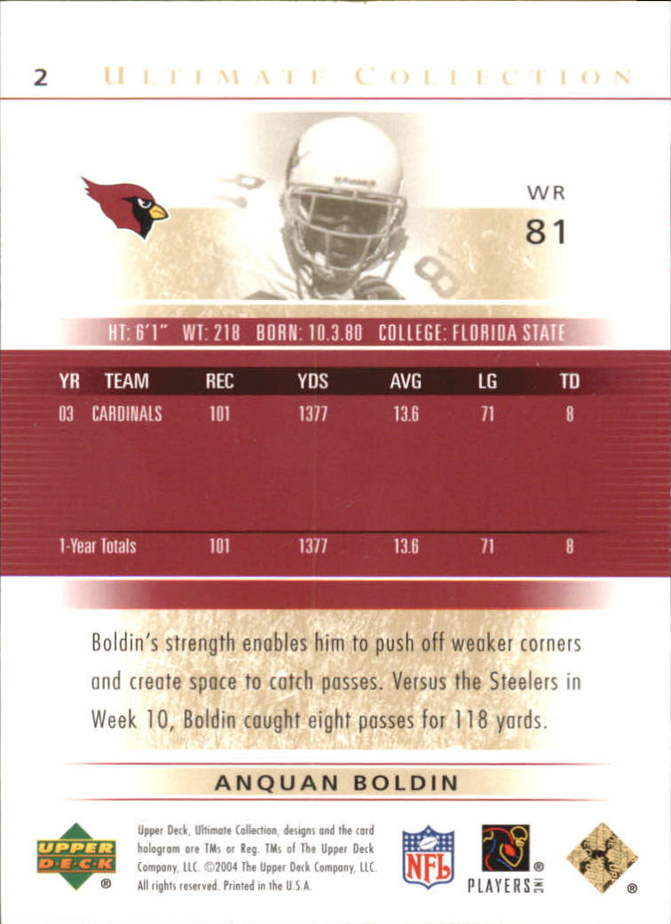 2004 Ultimate Collection Gold #2 Anquan Boldin back image