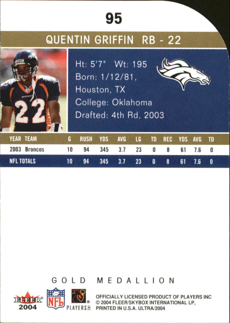2004 Ultra Gold Medallion #95 Quentin Griffin back image
