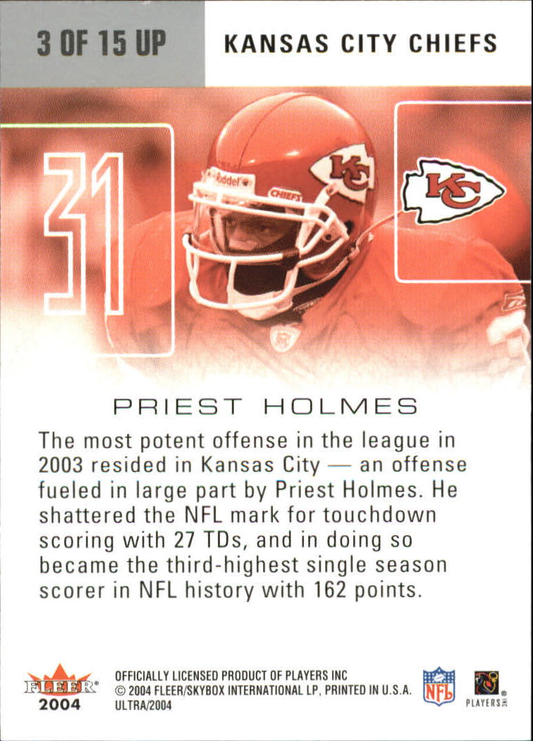 2004 Ultra Performers #3UP Priest Holmes back image