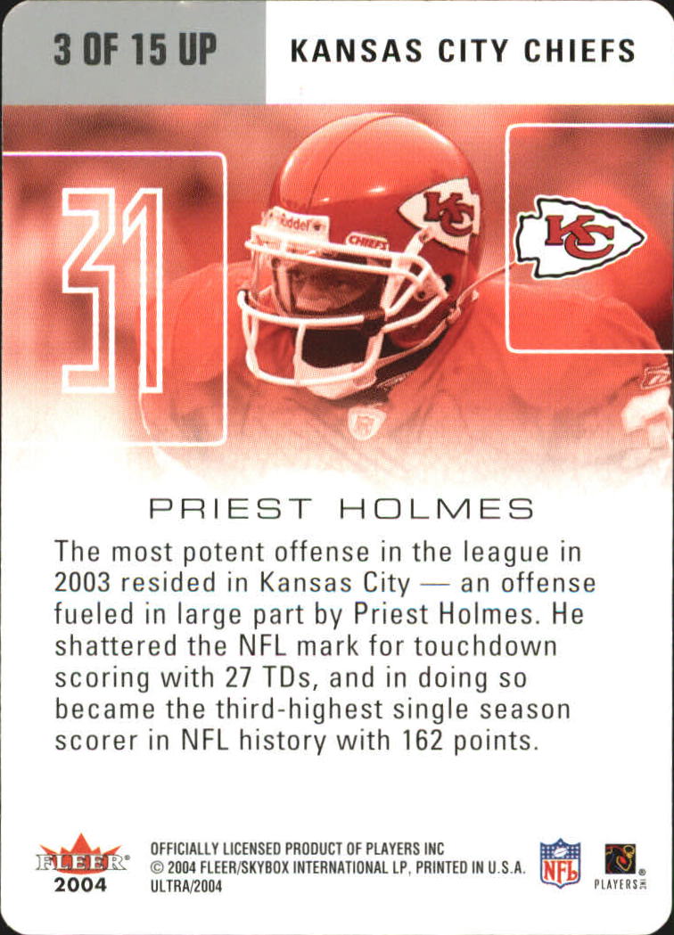 2004 Ultra Performers Gold Die Cuts #3UP Priest Holmes back image