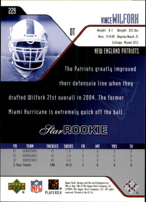 2004 Upper Deck Football "Main Set" Cards #208 to #275 - Picture 17 of 109