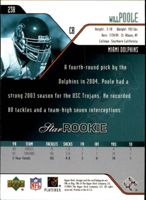 2004 Upper Deck Football "Main Set" Cards #208 to #275 - Picture 35 of 109