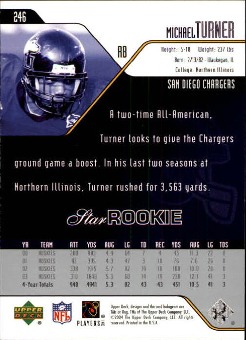 2004 Upper Deck Football "Main Set" Cards #208 to #275 - Picture 51 of 109