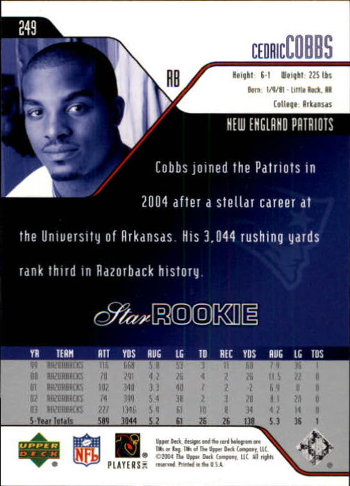2004 Upper Deck Football "Main Set" Cards #208 to #275 - Picture 57 of 109