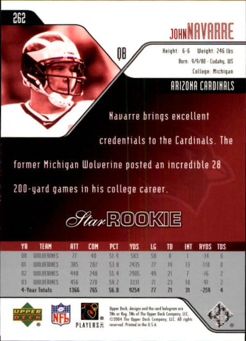2004 Upper Deck Football "Main Set" Cards #208 to #275 - Picture 83 of 109