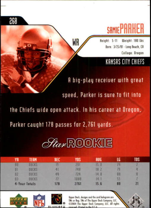 2004 Upper Deck Football "Main Set" Cards #208 to #275 - Picture 95 of 109