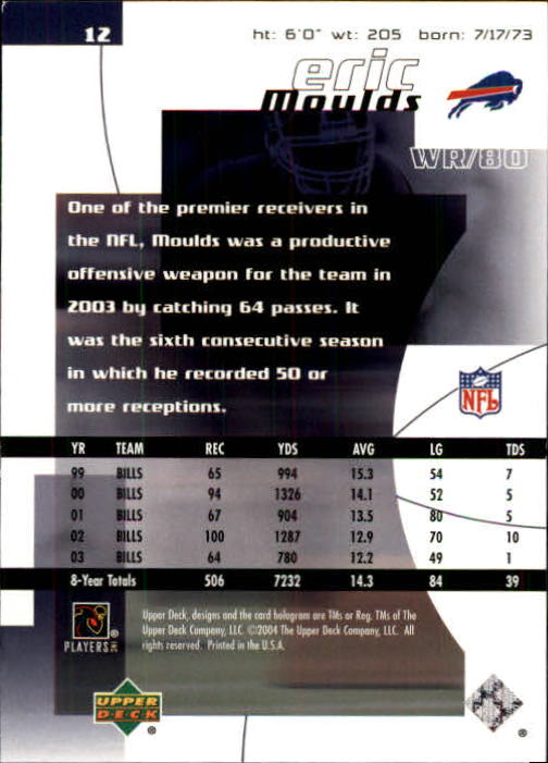 2004 Finite HG (Upper Deck) Football "Main Set" Cards #1 to #260 - Picture 25 of 277