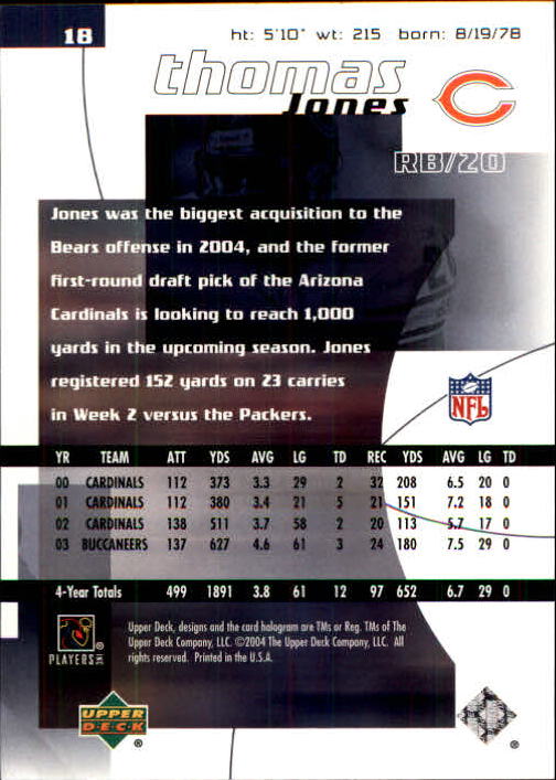2004 Finite HG (Upper Deck) Football "Main Set" Cards #1 to #260 - Picture 37 of 277
