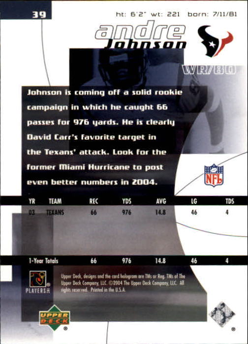 2004 Finite HG (Upper Deck) Football "Main Set" Cards #1 to #260 - Picture 77 of 277