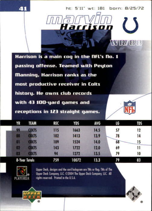 2004 Finite HG (Upper Deck) Football "Main Set" Cards #1 to #260 - Picture 81 of 277