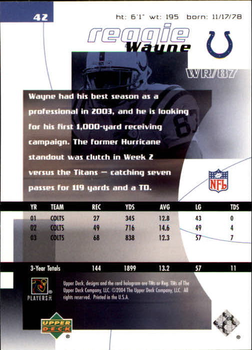 2004 Finite HG (Upper Deck) Football "Main Set" Cards #1 to #260 - Picture 83 of 277