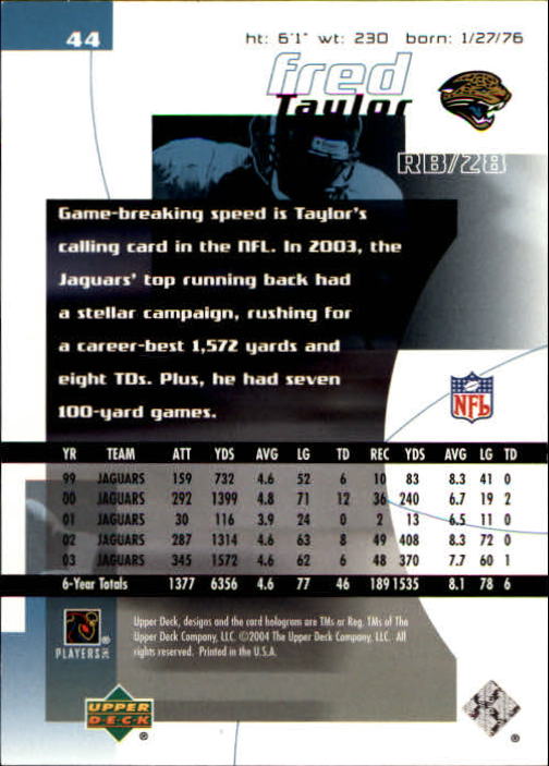 2004 Finite HG (Upper Deck) Football "Main Set" Cards #1 to #260 - Picture 87 of 277