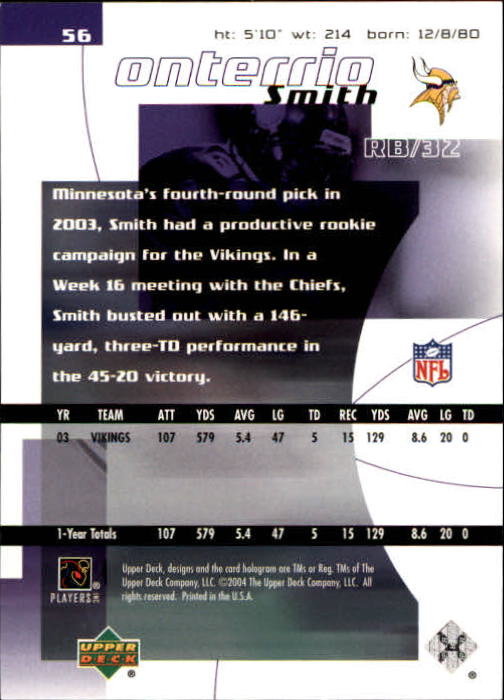 2004 Finite HG (Upper Deck) Football "Main Set" Cards #1 to #260 - Picture 111 of 277