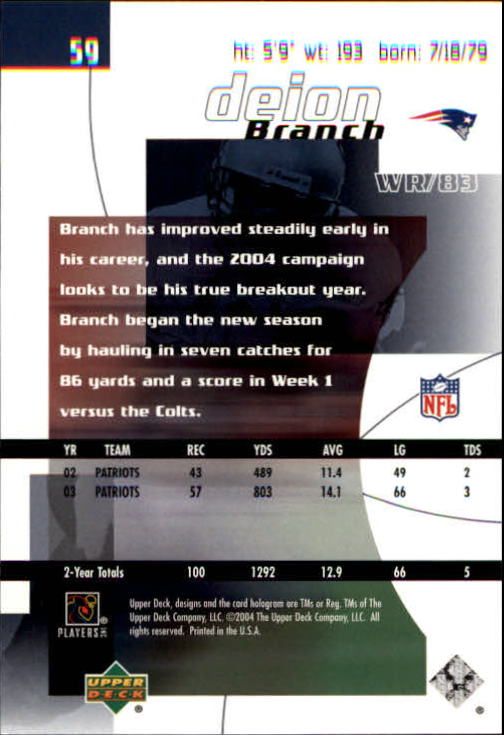 2004 Finite HG (Upper Deck) Football "Main Set" Cards #1 to #260 - Picture 115 of 277