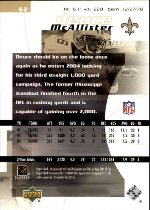 2004 Finite HG (Upper Deck) Football "Main Set" Cards #1 to #260 - Picture 121 of 277