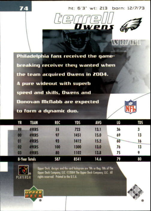 2004 Finite HG (Upper Deck) Football "Main Set" Cards #1 to #260 - Picture 145 of 277