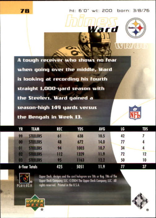 2004 Finite HG (Upper Deck) Football "Main Set" Cards #1 to #260 - Picture 153 of 277