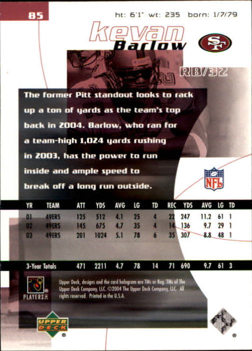 2004 Finite HG (Upper Deck) Football "Main Set" Cards #1 to #260 - Picture 167 of 277